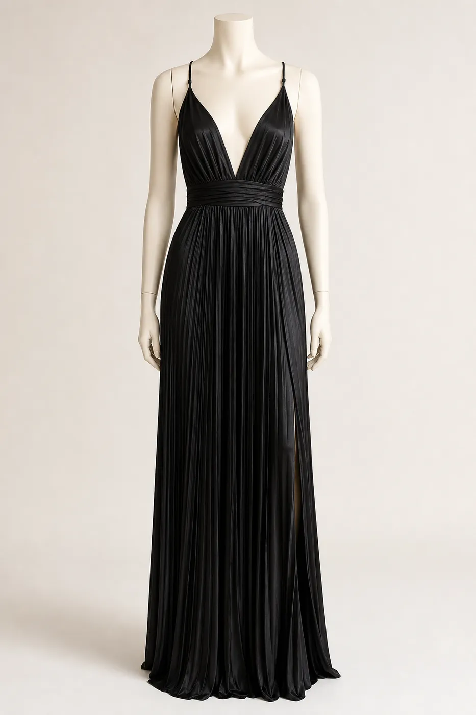 Robe Longue en Satin Plissé — Iconique