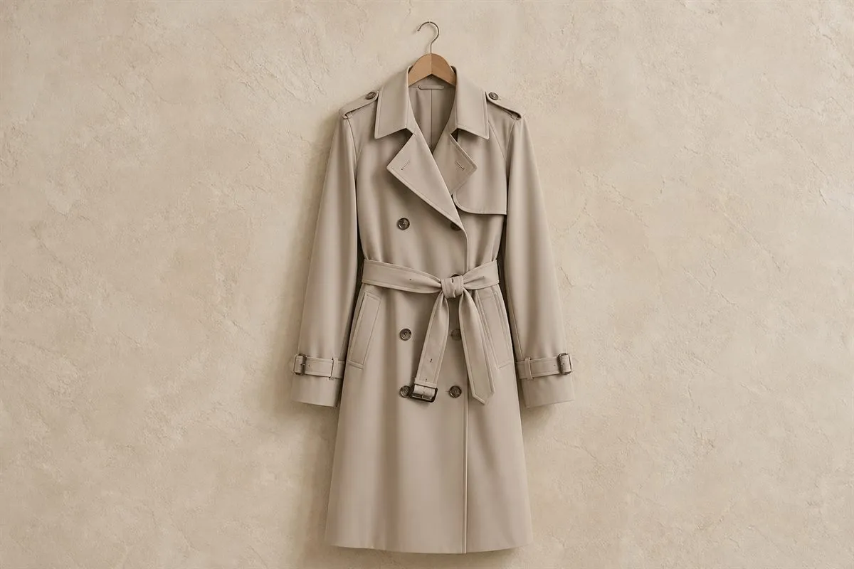 Trench Mi-Long en Gabardine Fluide Muse
