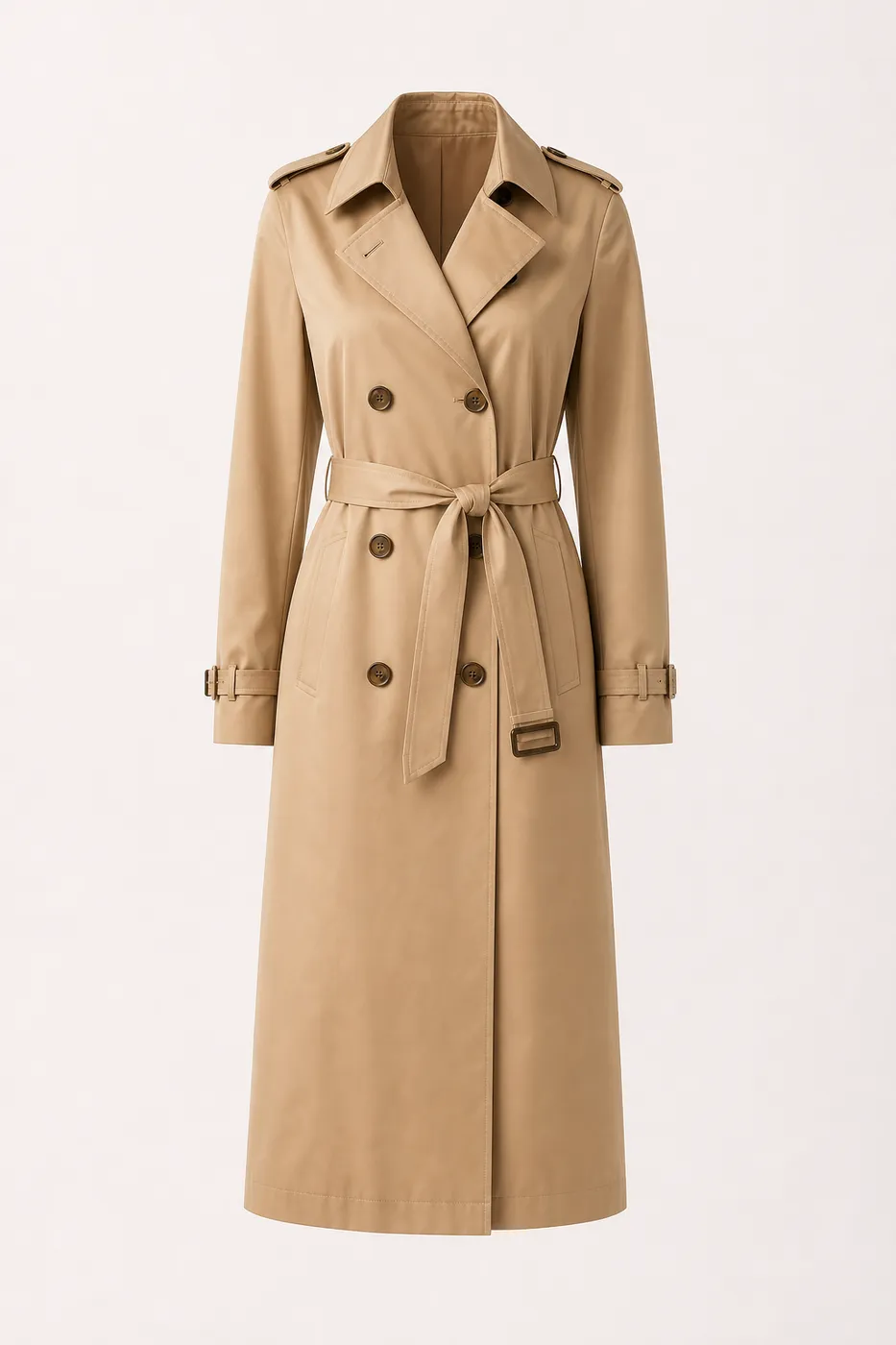 Iconique Trench Long en Coton Enduit